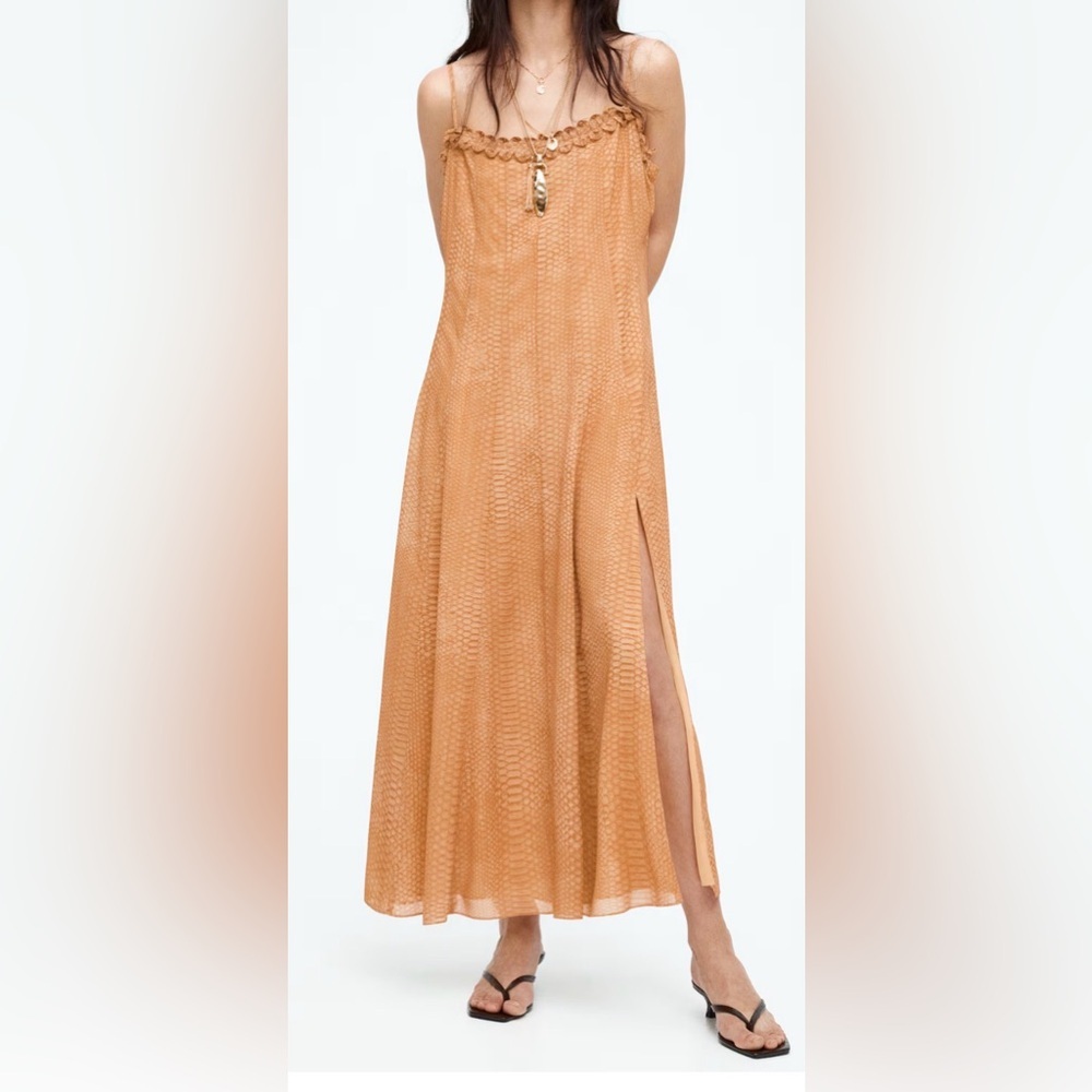 H&M Edition Strappy Chiffon Dress Size Large Snakeskin Print